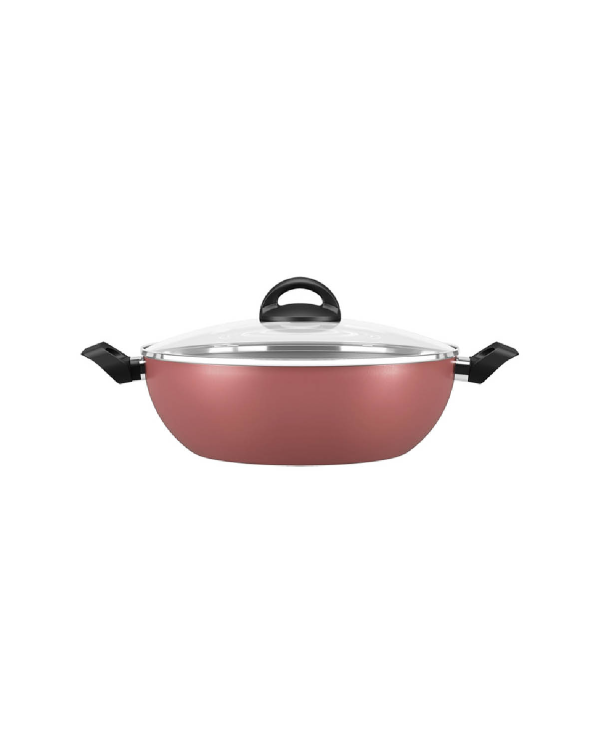 Wok Brinox 28 Cm Aluminio Linea Maple con Tapa y Manijas Rojo Cereja 4.1 Lts